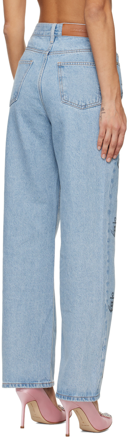 Kimhēkim Blue Anchor Stamped Jeans In Blue