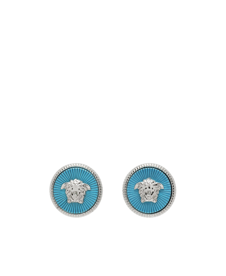 Versace Medusa Biggie Stud Earrings In Blue