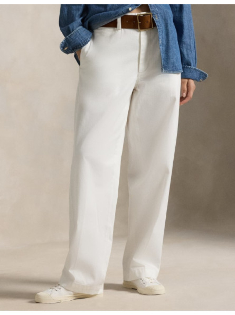 Polo Ralph Lauren Pleated Wide-leg Trousers In White