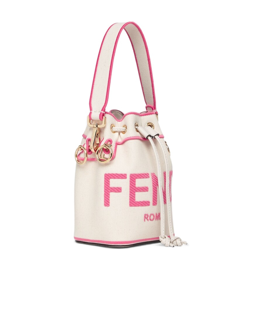 Shop Fendi Beige Canvas Mini-bag With Roma Embroidery In White