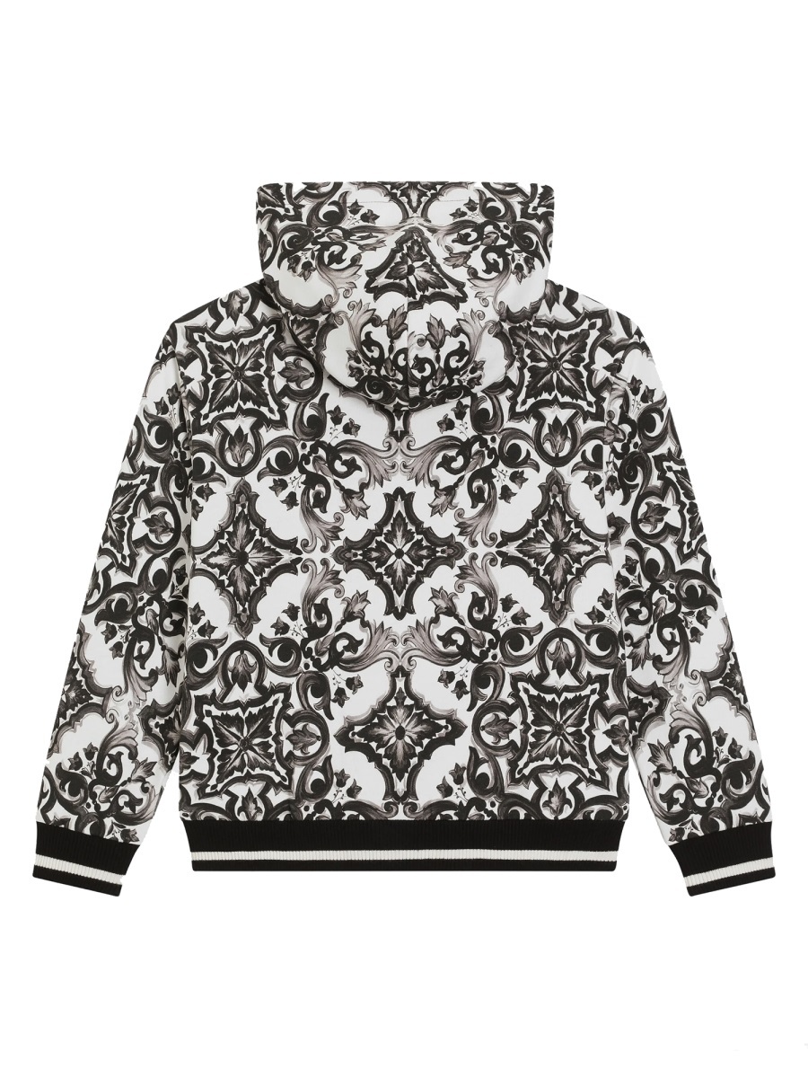 Dolce & Gabbana Majolica-print Hooded Sweatshirt With Zip In Multi