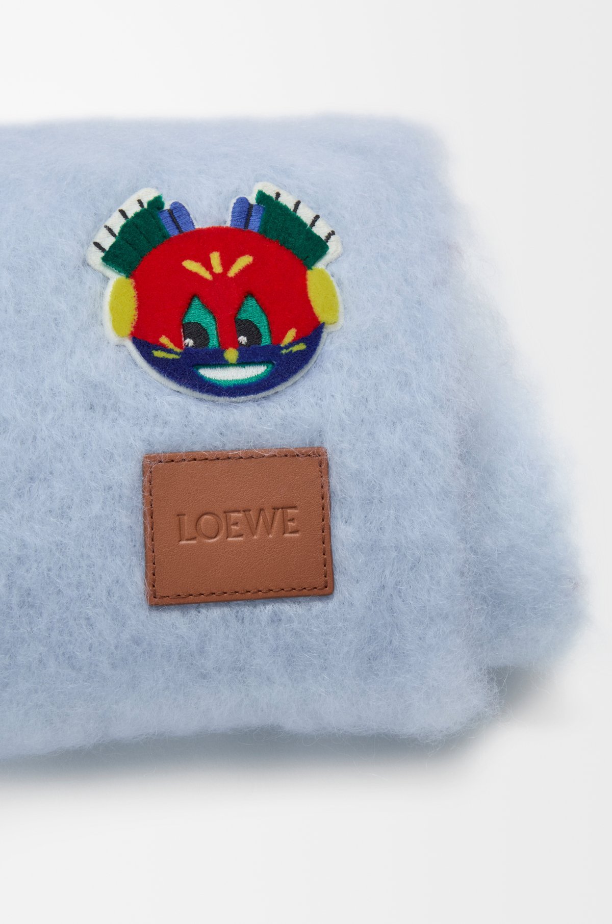 Loewe Scarf In Mohair And Wool Blend In Blue