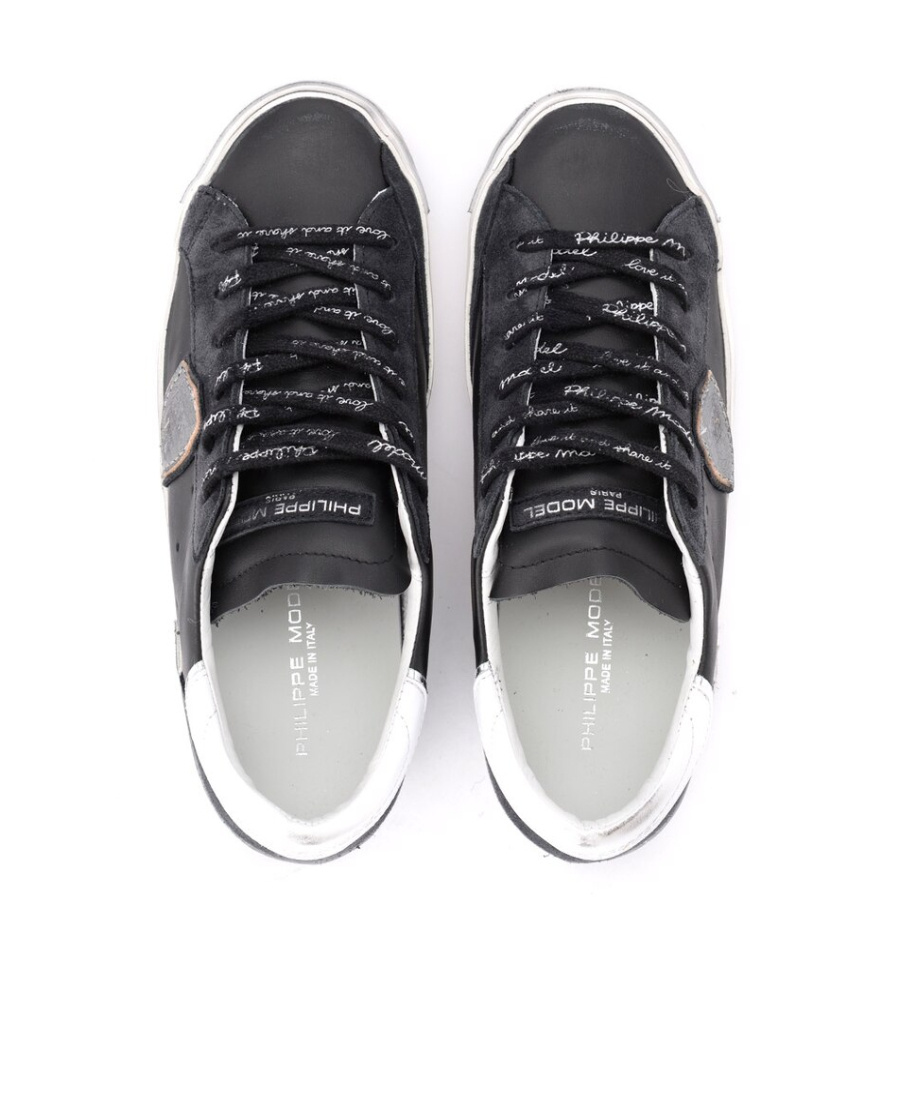 Philippe Model Logo-patch Lace-up Low-top Sneakers In Black
