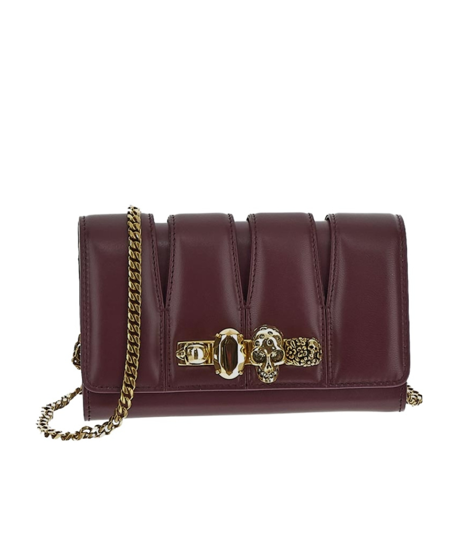 Alexander Mcqueen Skull Quilted Clutch Bag In Red