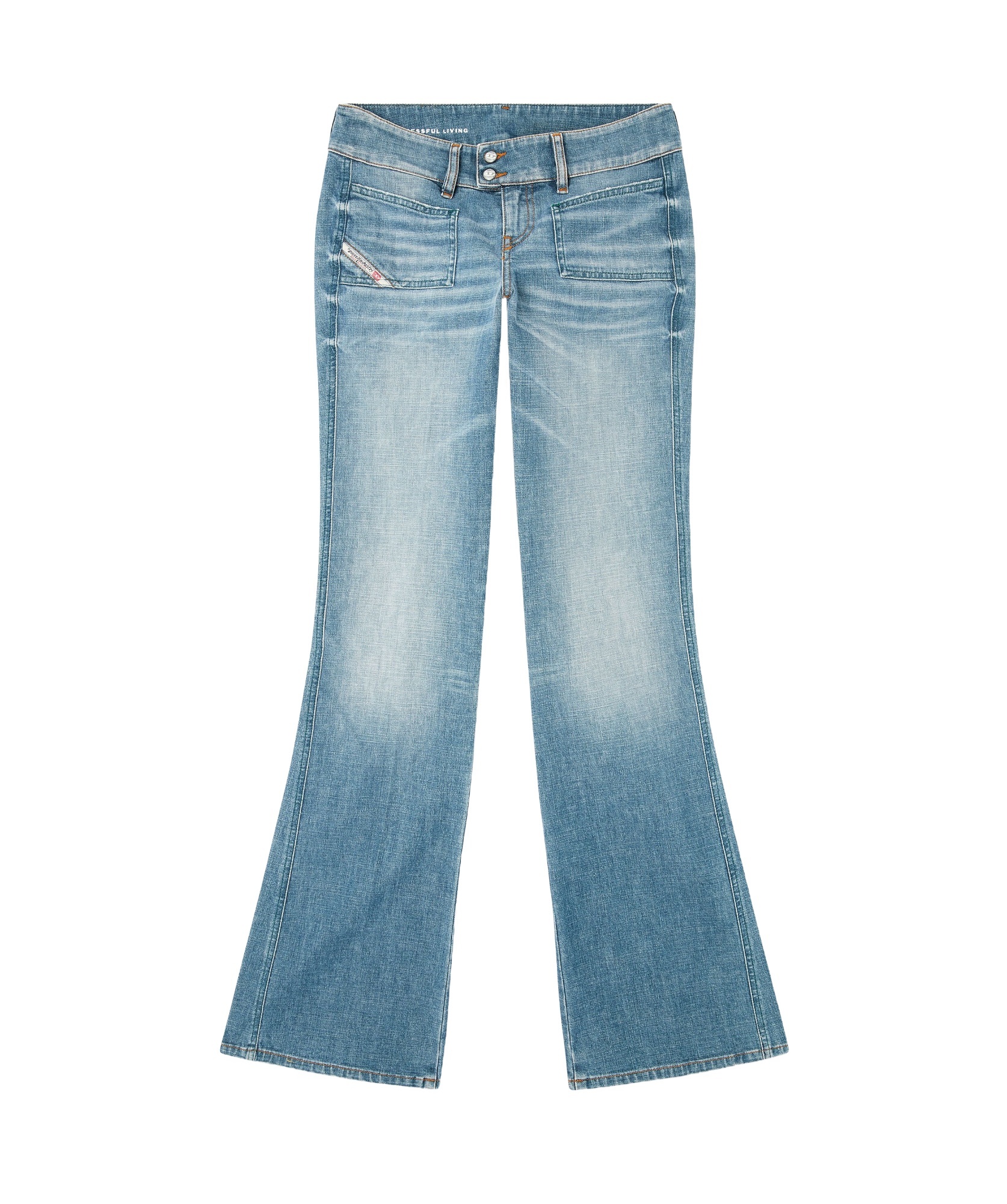 Diesel Whisper Low Waist Slim Leg Flared Jeans In Blue