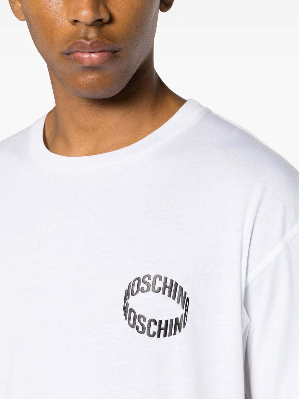Moschino Versatile Crew Neck Short Sleeve T-shirt In White