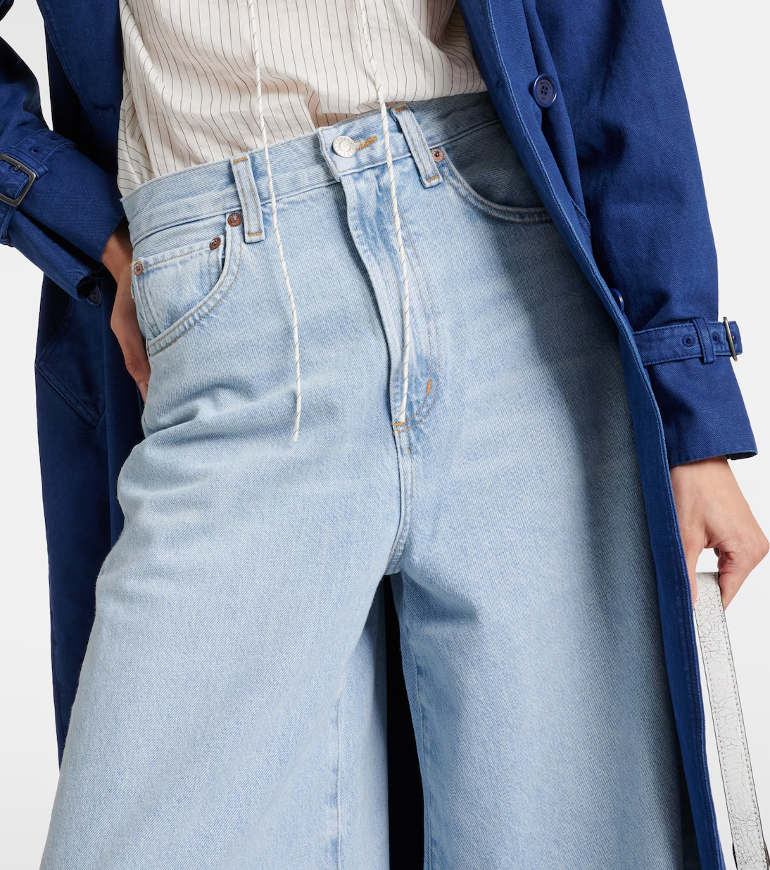 Agolde Nolan Mid-rise Wide-leg Denim Trousers In Blue