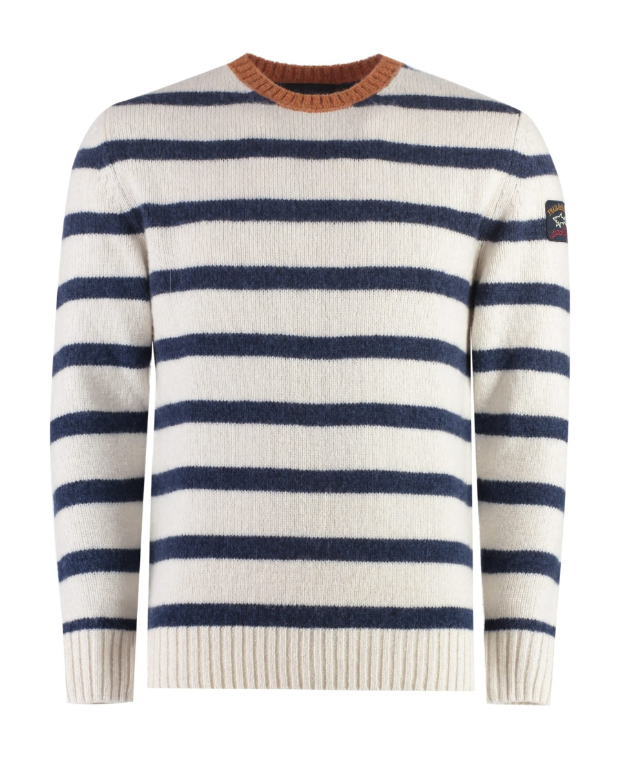 Paul & Shark Round Collar And Long-sleeved Pullover In White