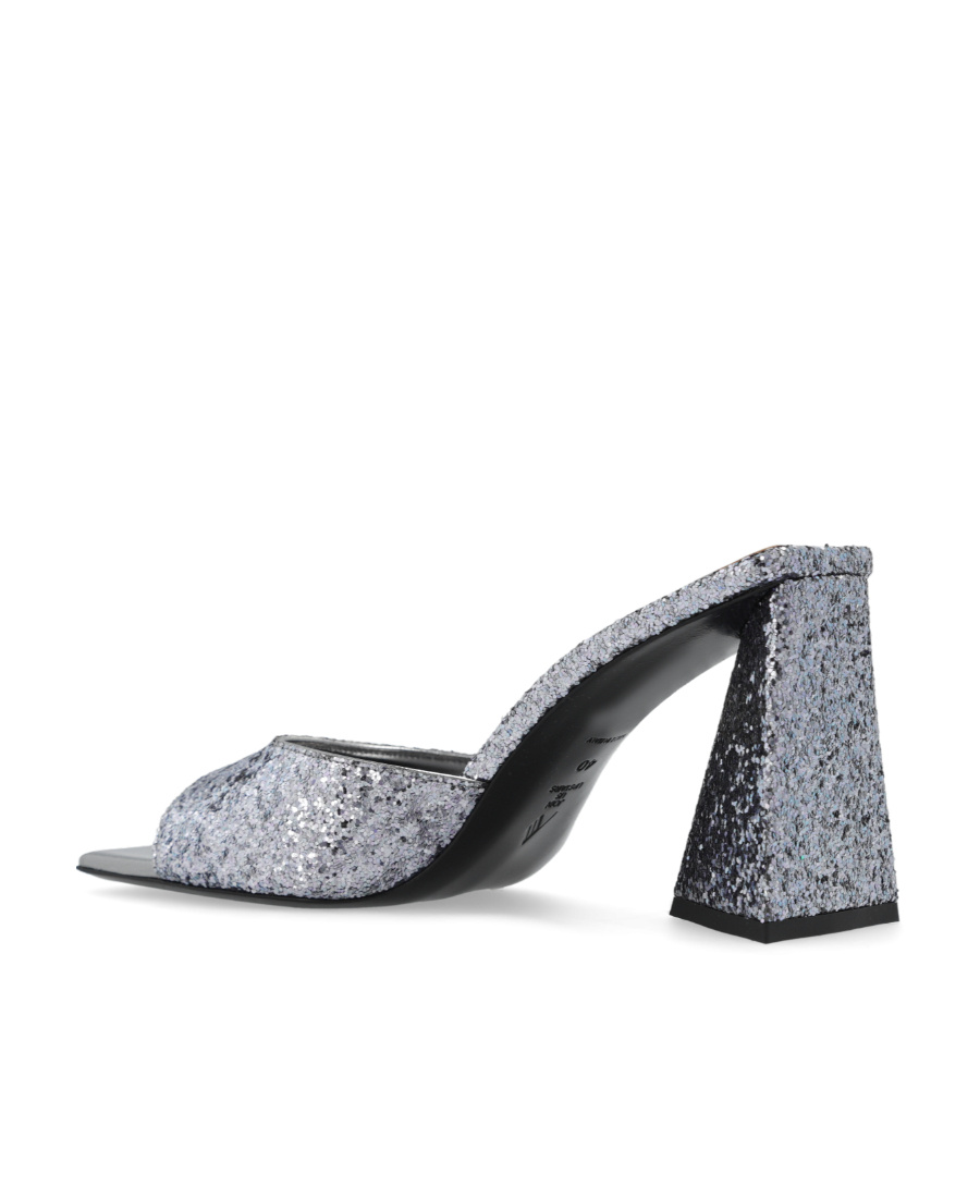Attico Mini Devon 85mm Glittered Sandals In Gray