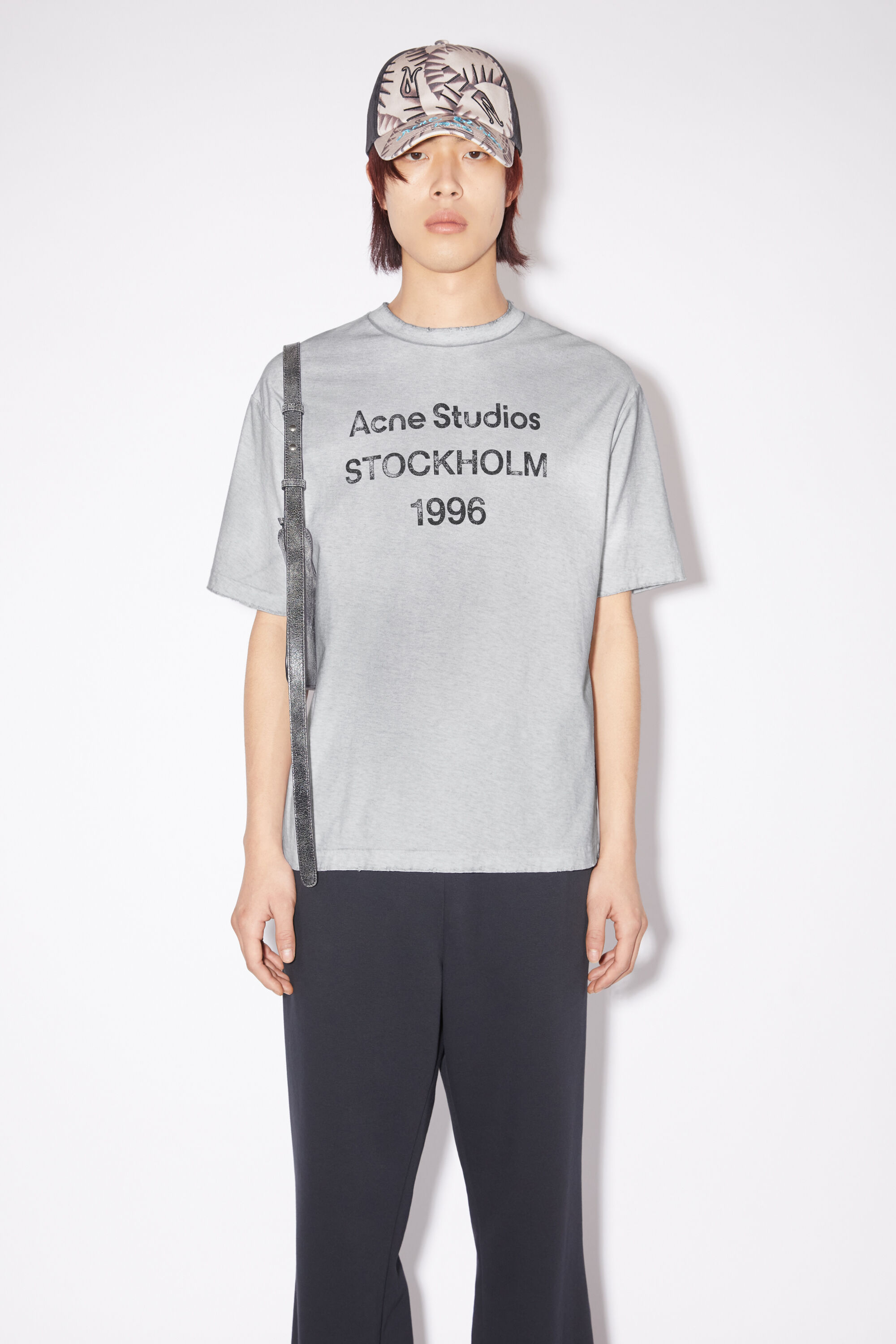 Acne Studios Exford Distressed Logo-print Organic Cotton-jersey T-shirt In White