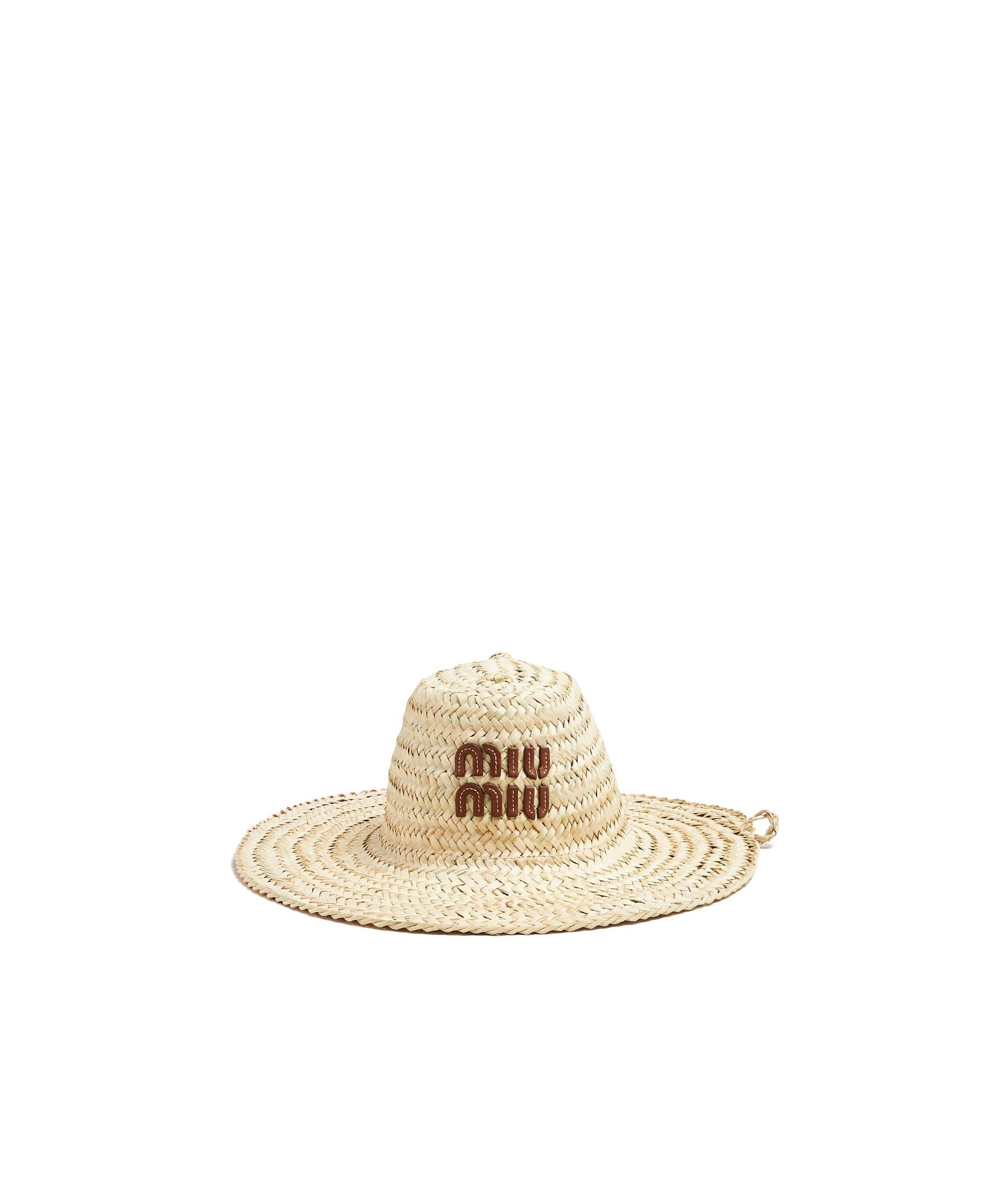 Miu Miu Chapeau Palmetto In Beige/cognac