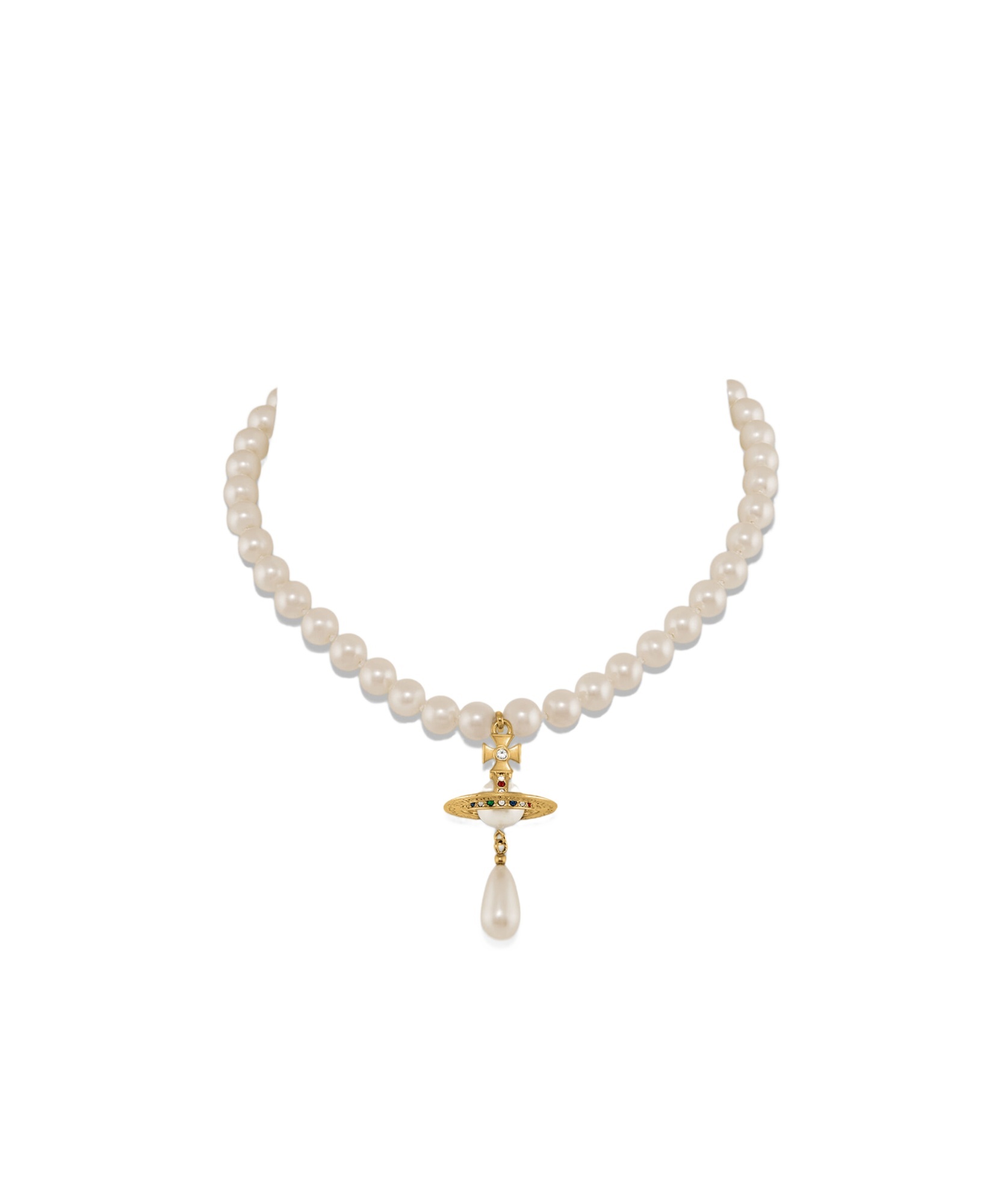 Vivienne Westwood Pearl Pendant Necklace In Yellow