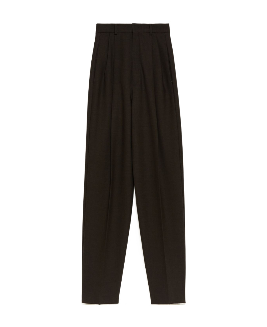 Sportmax High-waist Virgin Wool Trousers In Black