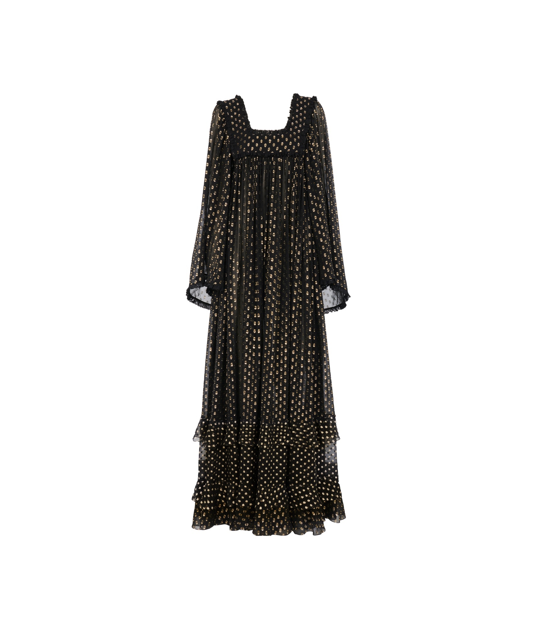 Shop Chloé Ruffled Extra-long Dress In Black