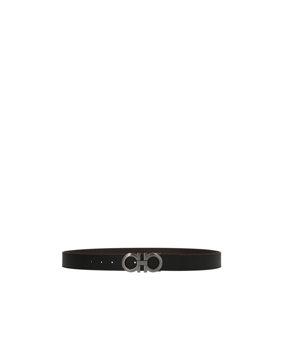 Ferragamo Logo Double-sided Belt In Black