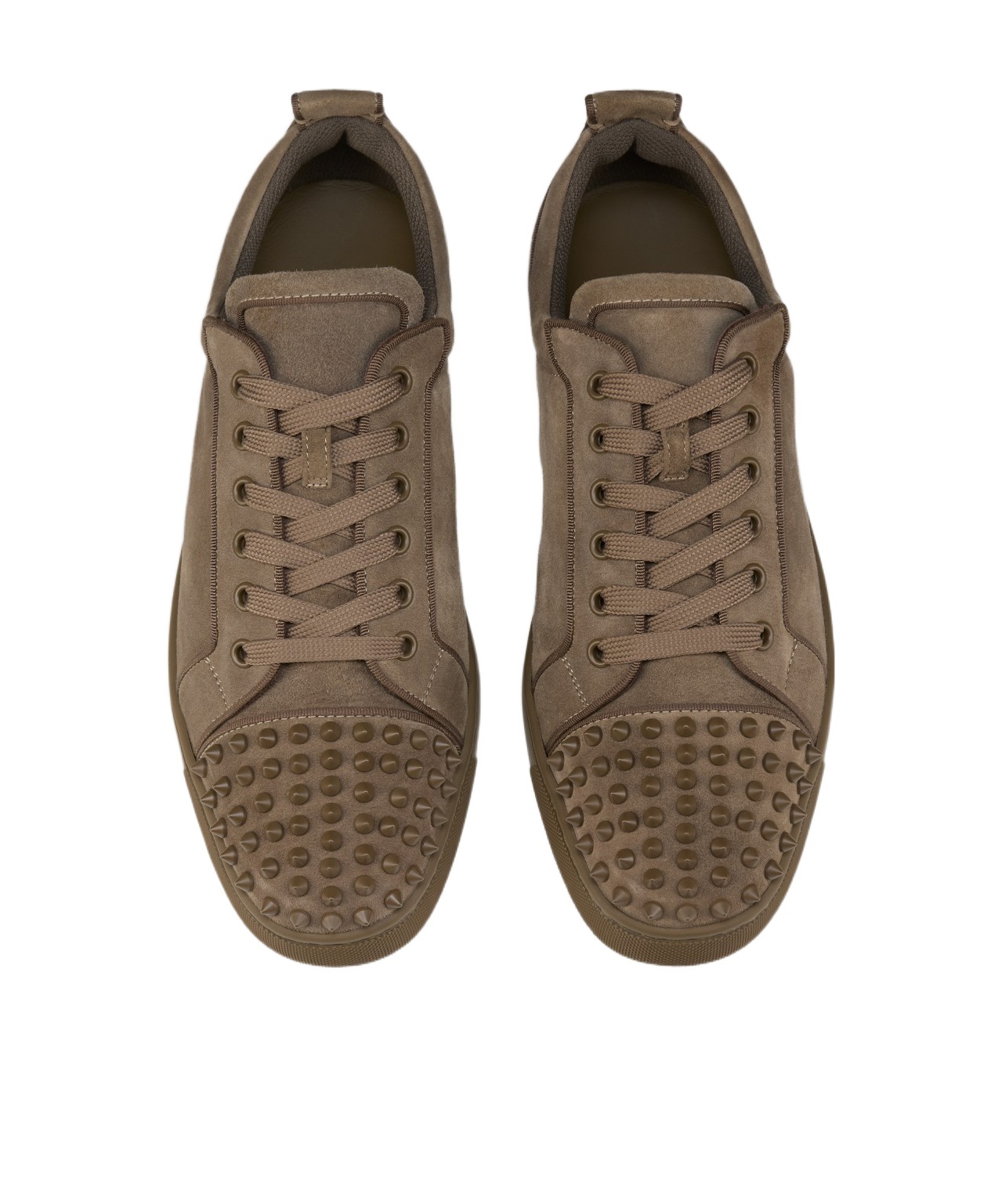 Christian Louboutin Stylish Round Toe Sneakers With Studded Detail In Brown