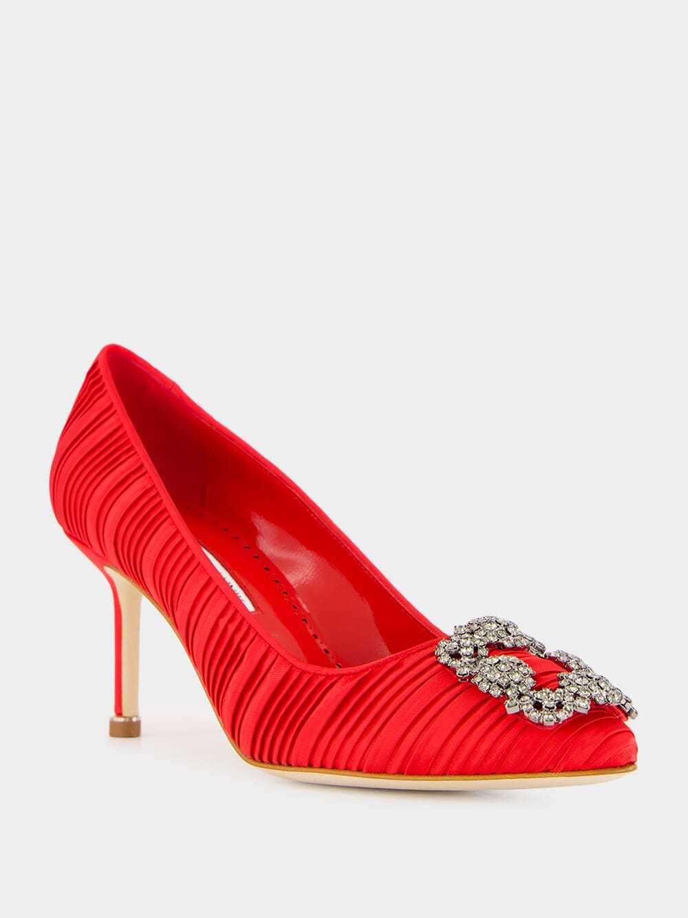 Manolo Blahnik Round Toe High Heels In Red