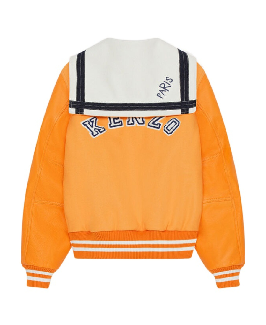 Kenzo Orange Paris Embroidered Varsity Jacket In Orange