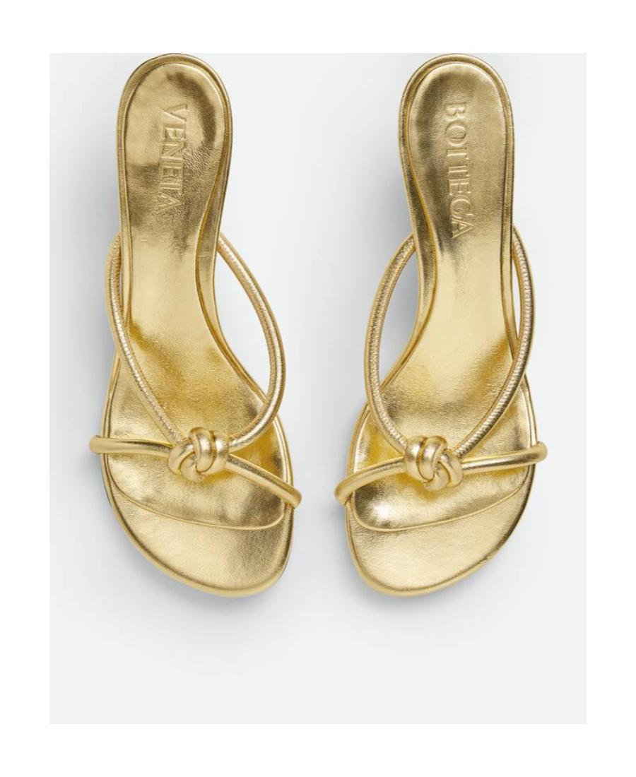 Bottega Veneta Blink Metallic Knot Slide Sandals In Yellow