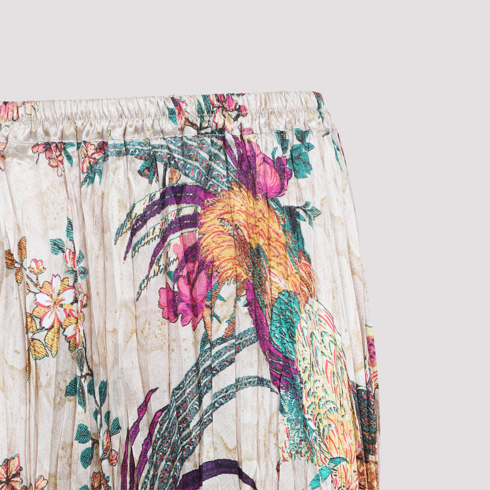 Shop Roberto Cavalli Pleated Floral-print Maxi Skirt