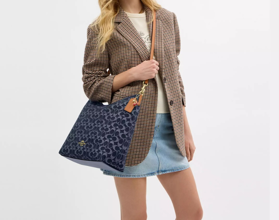COACH LAUREL LARGE SHOULDER BAG IN SIGNATURE DENIM