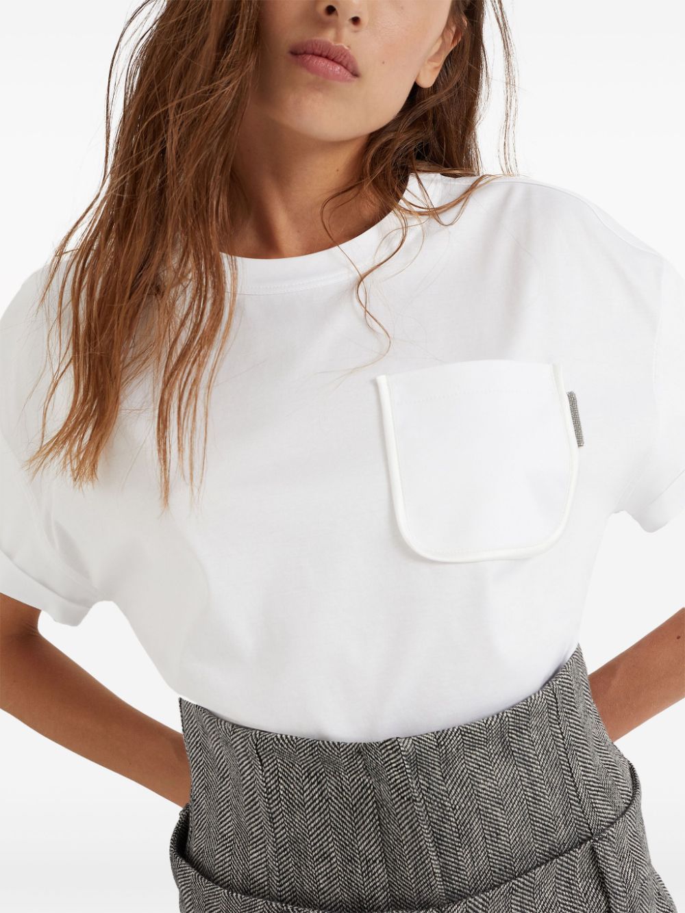 BRUNELLO CUCINELLI BRUNELLO CUCINELLI JEWEL DETAILED CREWNECK T-SHIRT