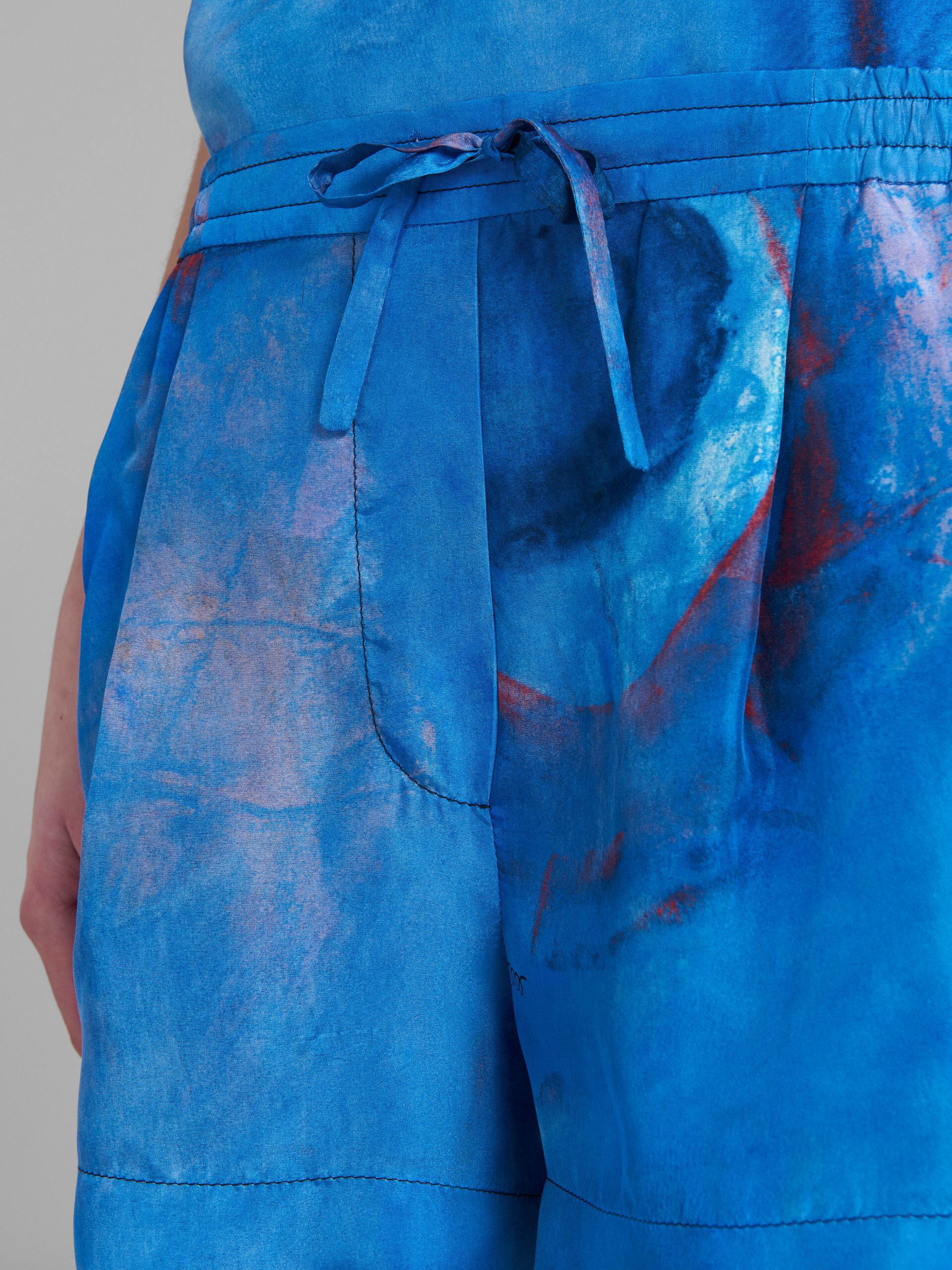 Marni Drawstring-waist Silk Shorts In Blue