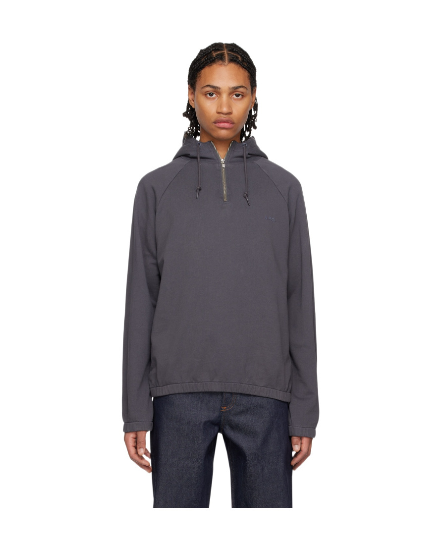 Apc Gray Ethan Hoodie In Black