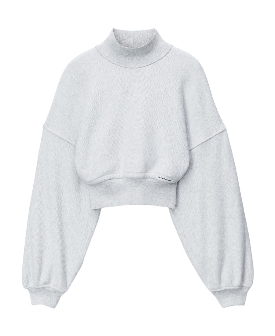 Alexander Wang Mock-neck Cropped Sweatshirt In White
