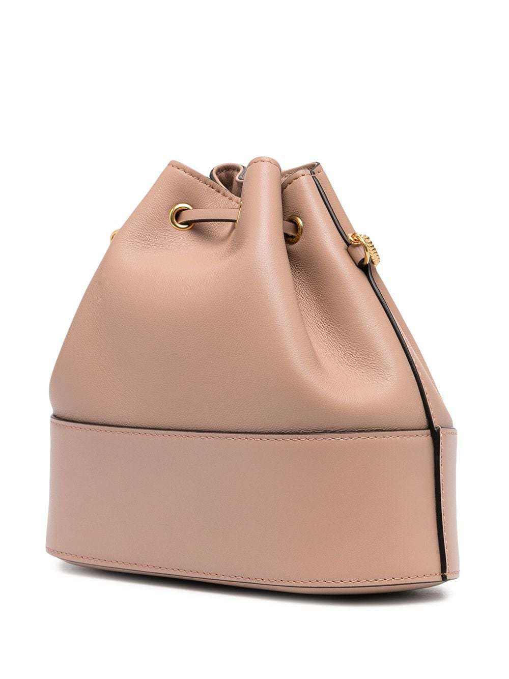 Shop Valentino Mini Bucket Bag In Nappa With Vlogo Signature Chain In Nude