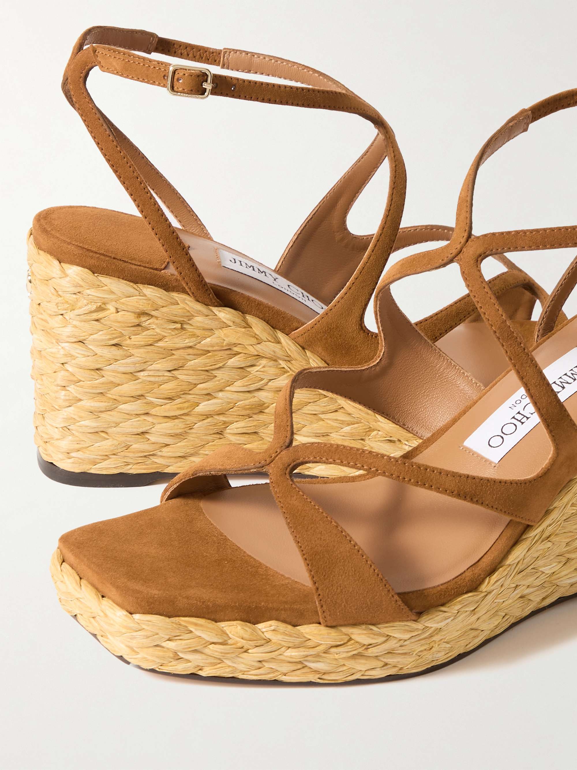 Jimmy Choo Ayla 85 Wedge Heel Espadrille Sandals In Nude