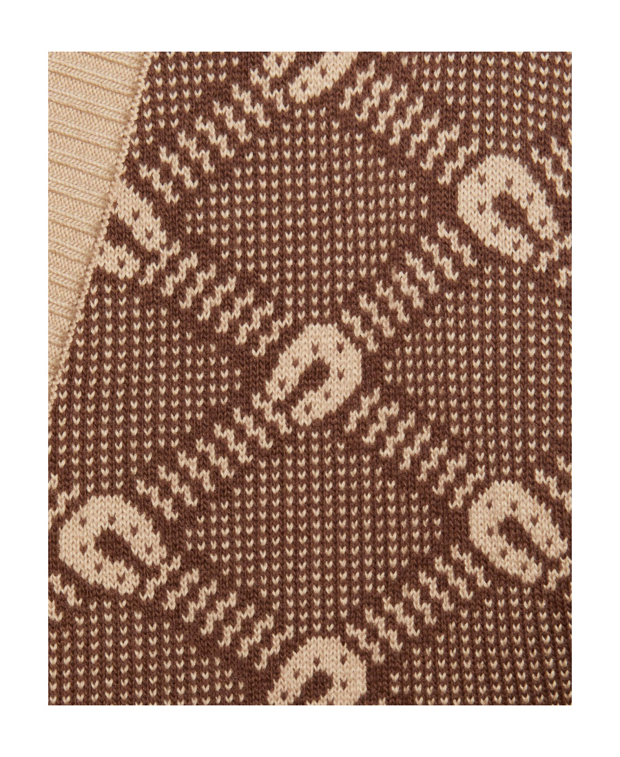 Gucci Jacquard Knit Cardigan In Brown