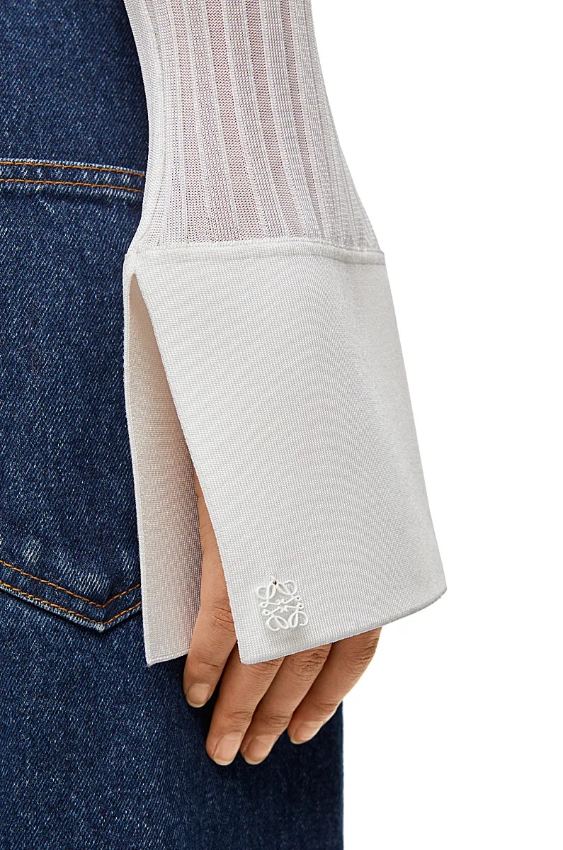 Loewe Long-sleeved Knitted Cardigan In White