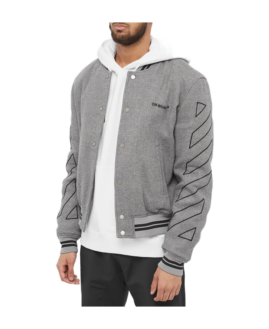 Off-white Diag-stripe Bomber Jacket In Gray