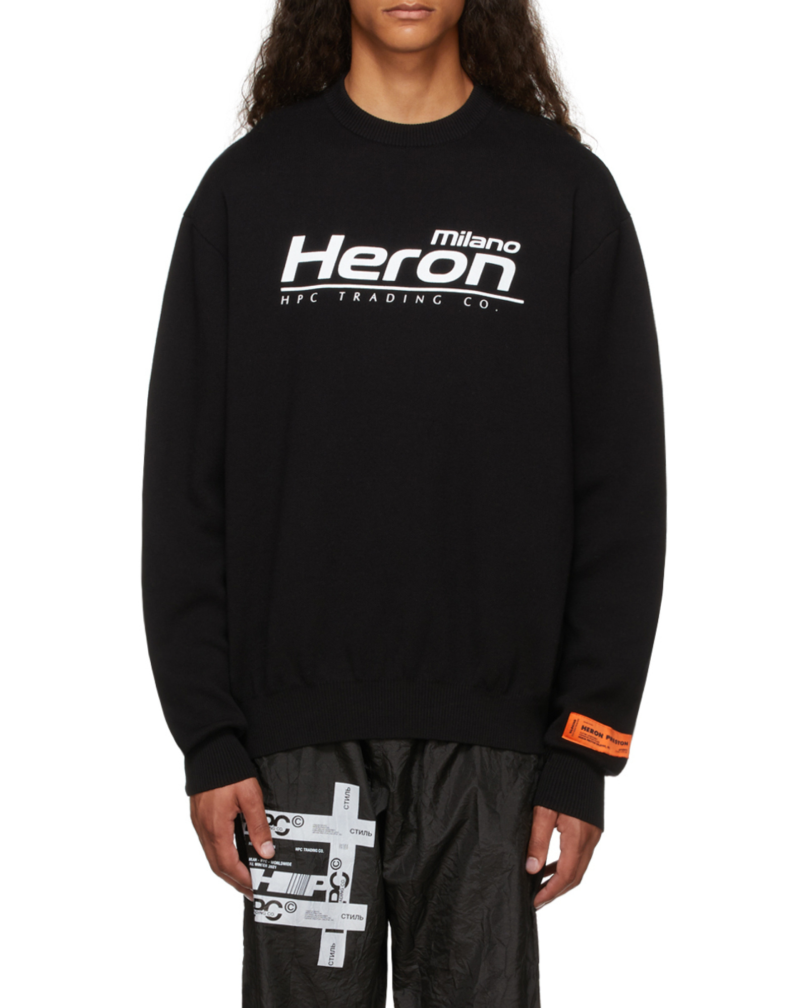 Heron Preston Logo Intarsia Cotton Knit Sweater In Black