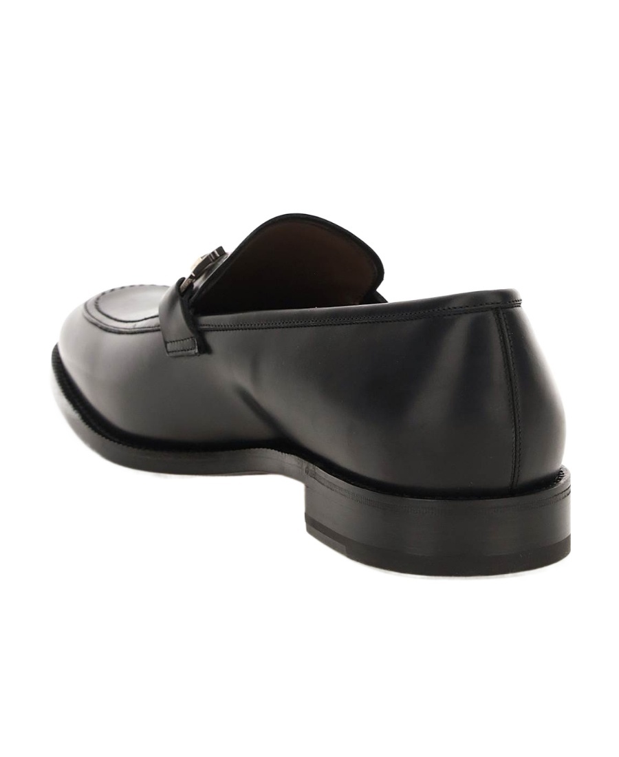 Ferragamo Gancini Ornament Loafers In Calf Leather In Black