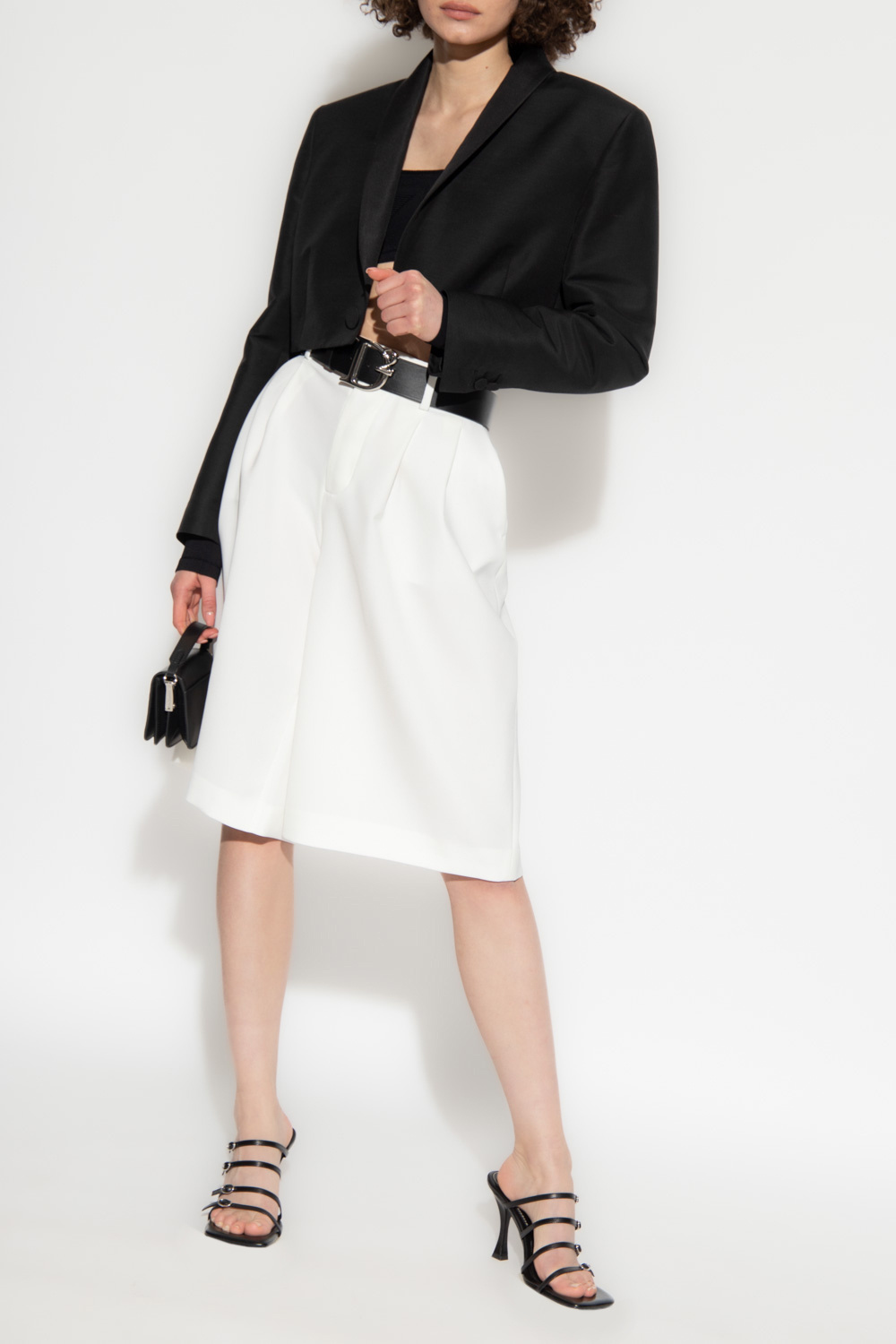 Dsquared2 Long-sleeve Knitted Crop Top In Black