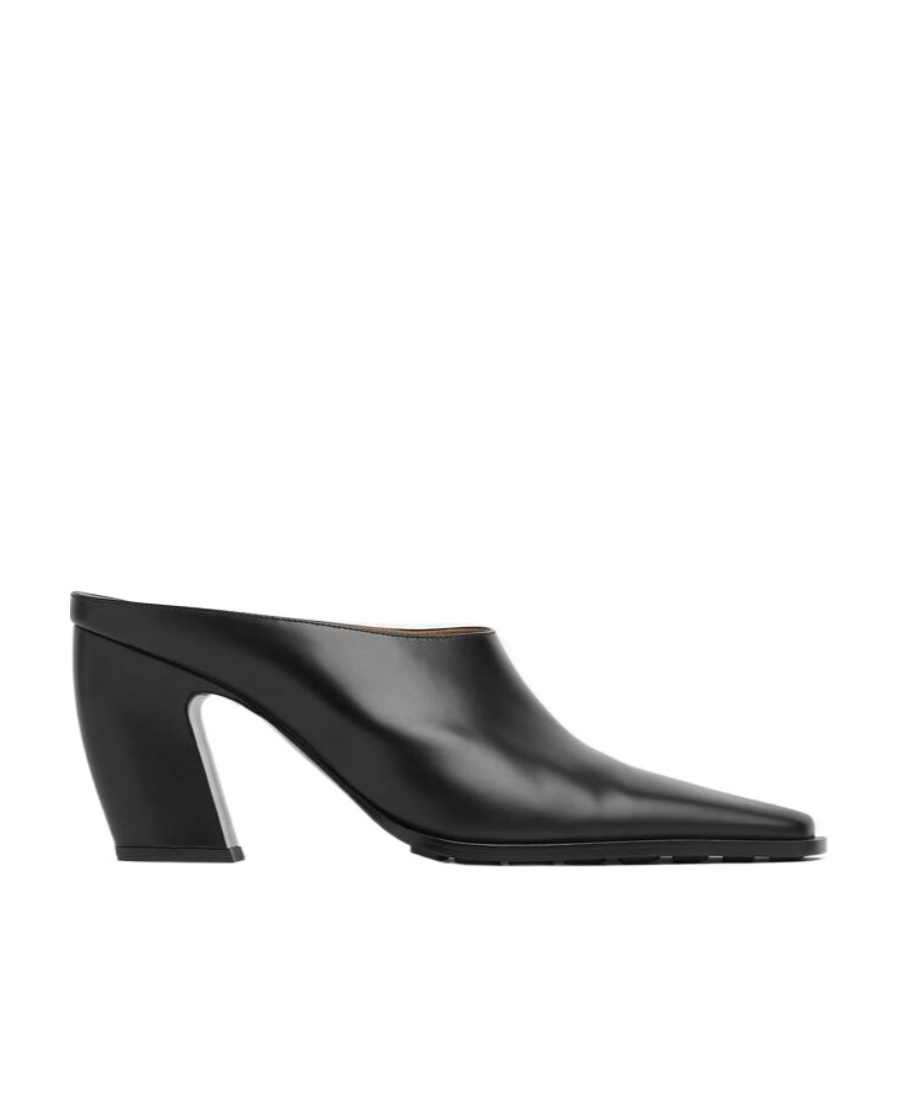 Bottega Veneta Leather Tex Mules With Covered Heel 10cm In Black