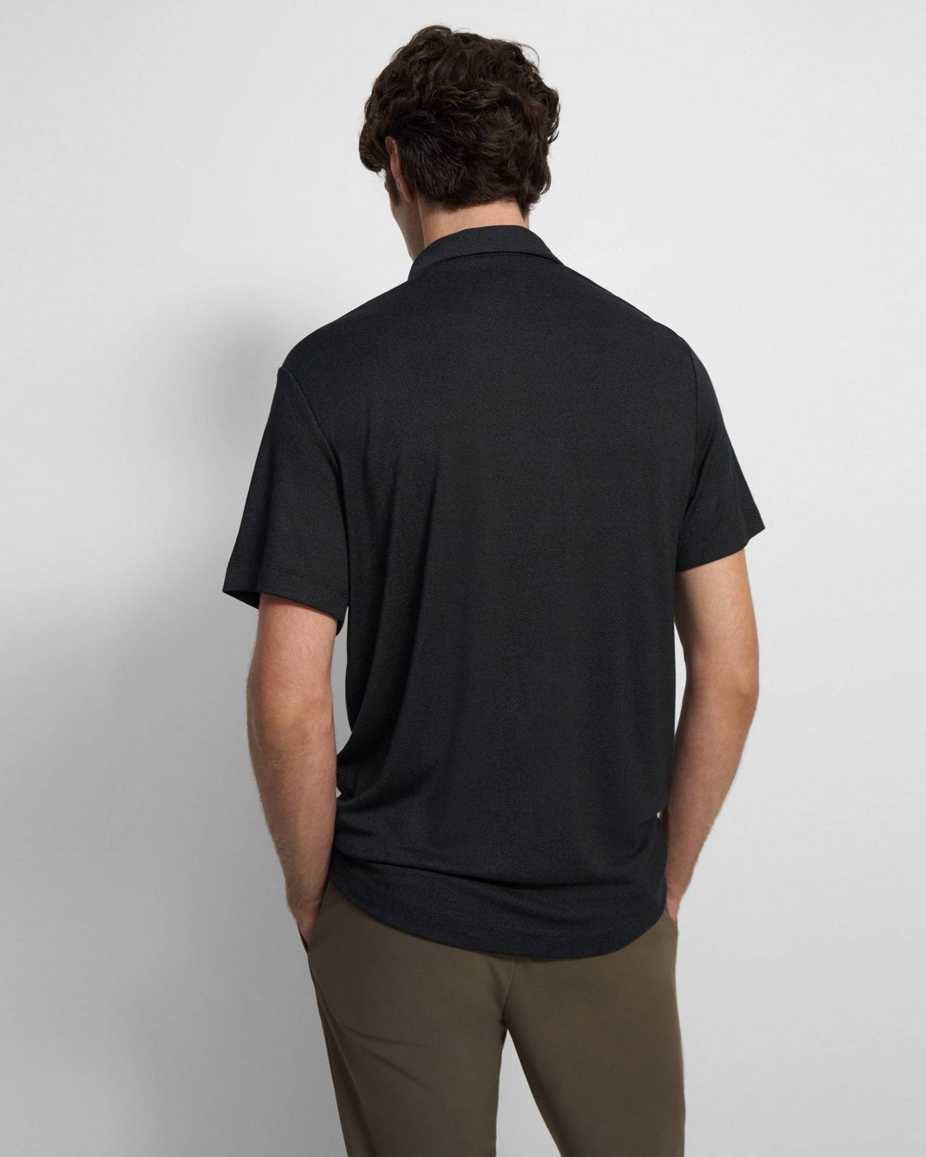Shop Theory Bron Short Sleeved Knitted Polo Shirt In Black