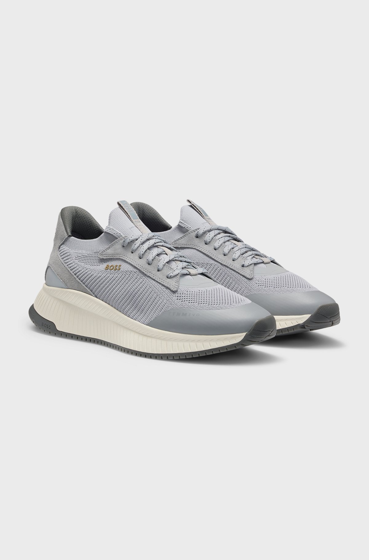 Hugo Boss Ttnm Evo Trainers With Knitted Uppers In Gray