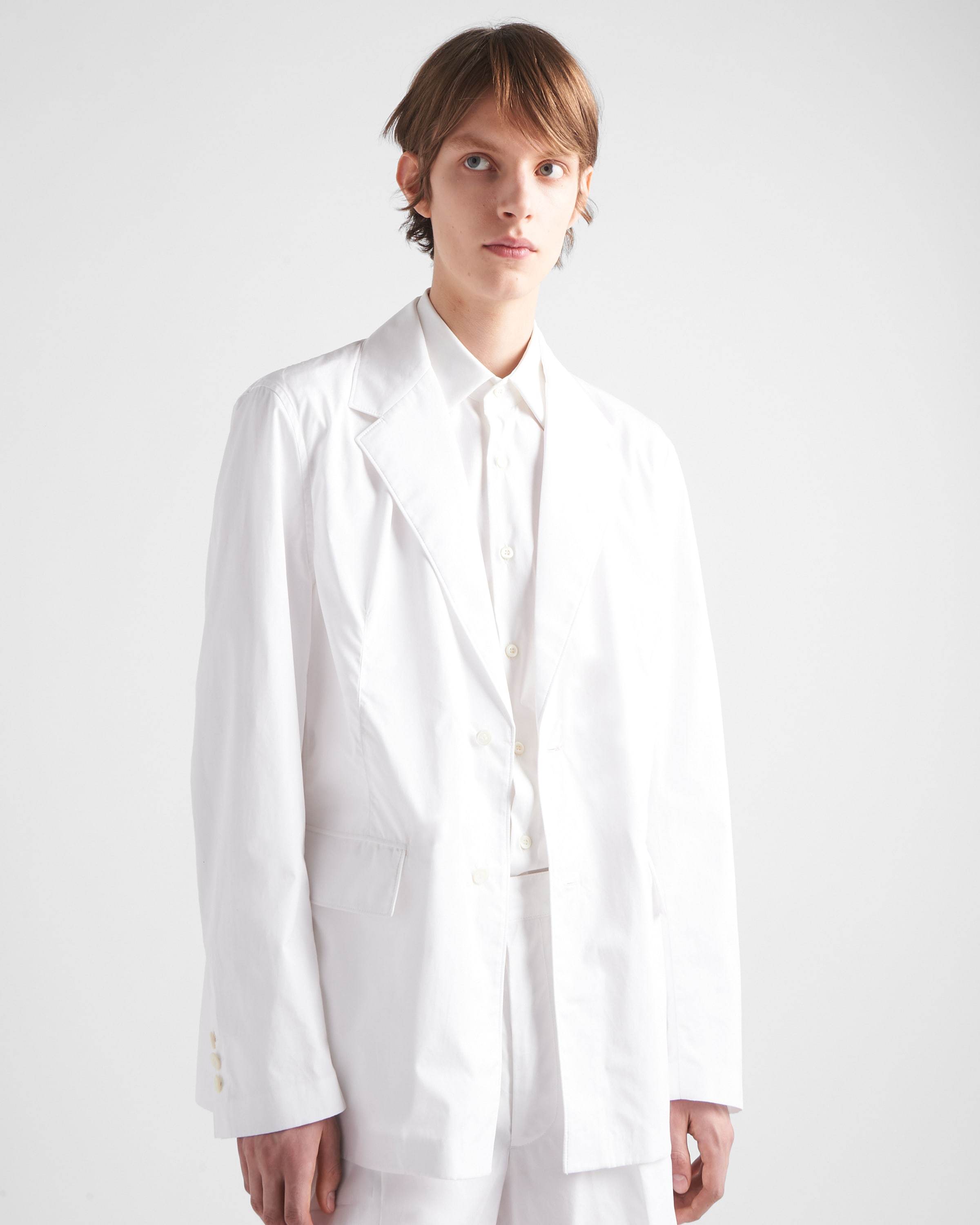 Prada Single-breasted Cotton Blazer In White