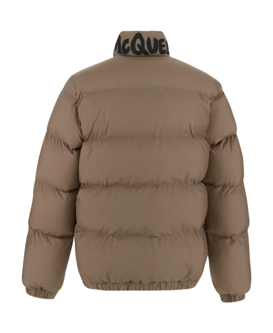 Alexander Mcqueen Graffiti-print Puffer Jacket In Brown