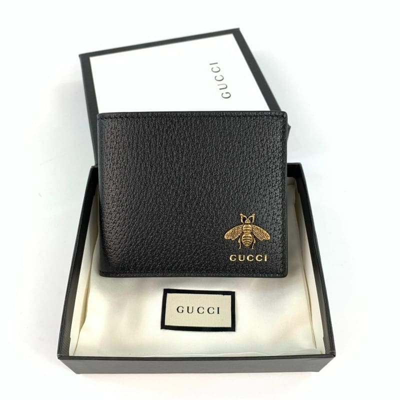 Gucci Animalier Leather Coin Wallet In Black