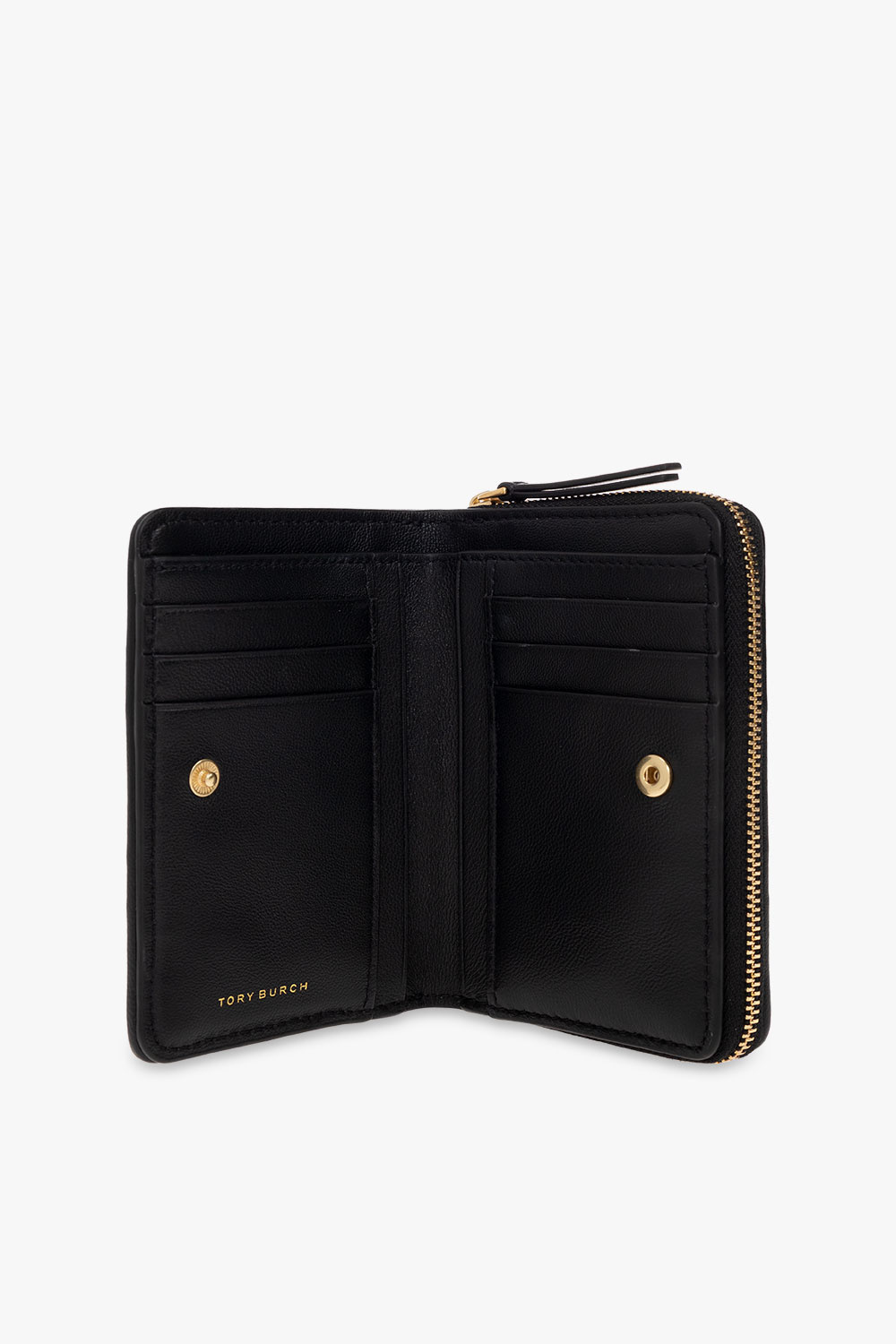 Tory Burch Fleming Quilted Leather Wallet In Black