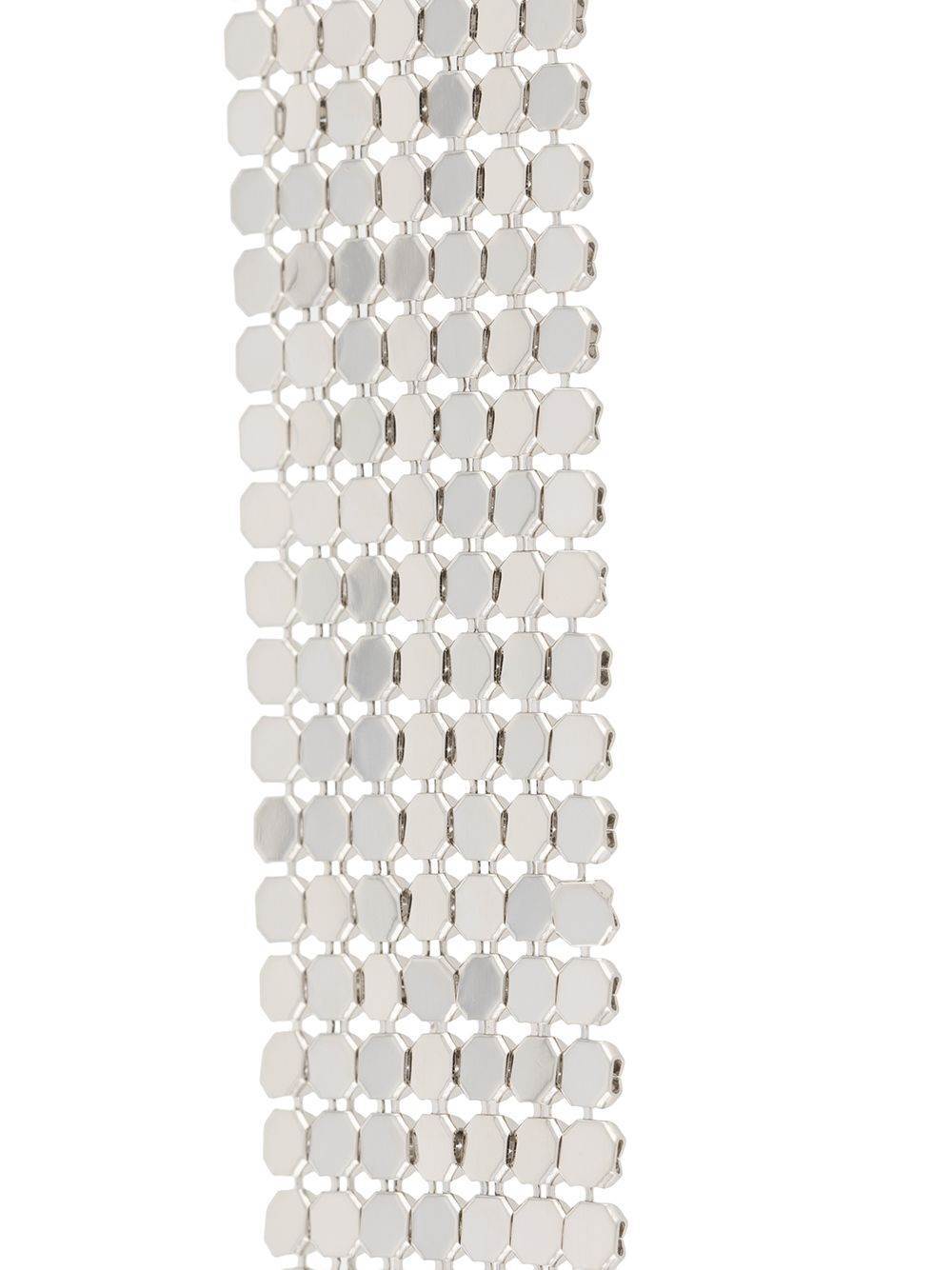 Rabanne Silver Tone Pixel Chain Mail Earrings In White