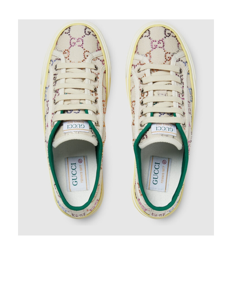 Gucci Rhinestone Tennis 1977 Sneakers In Nude