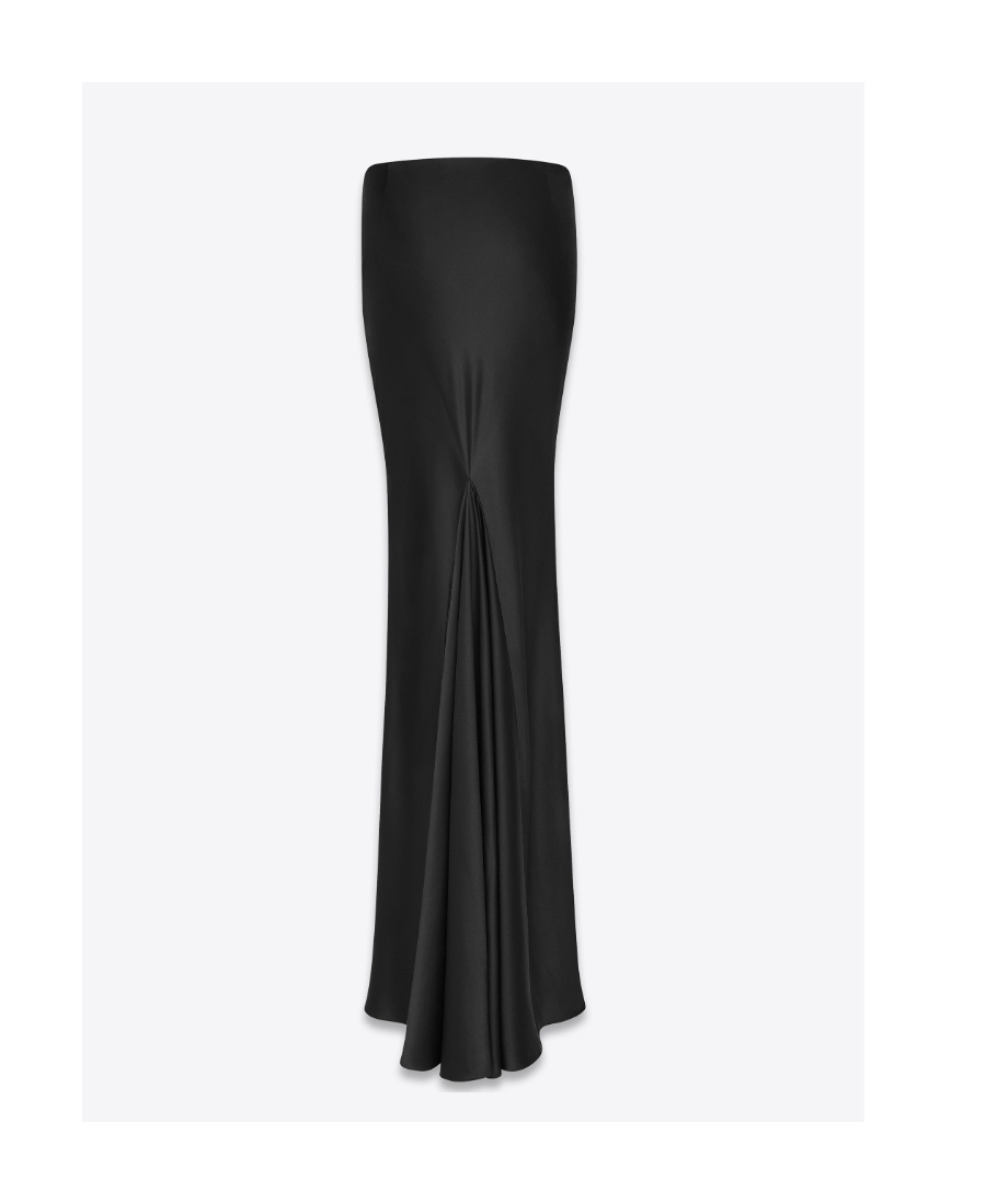 Saint Laurent Silk Maxi Skirt In Black