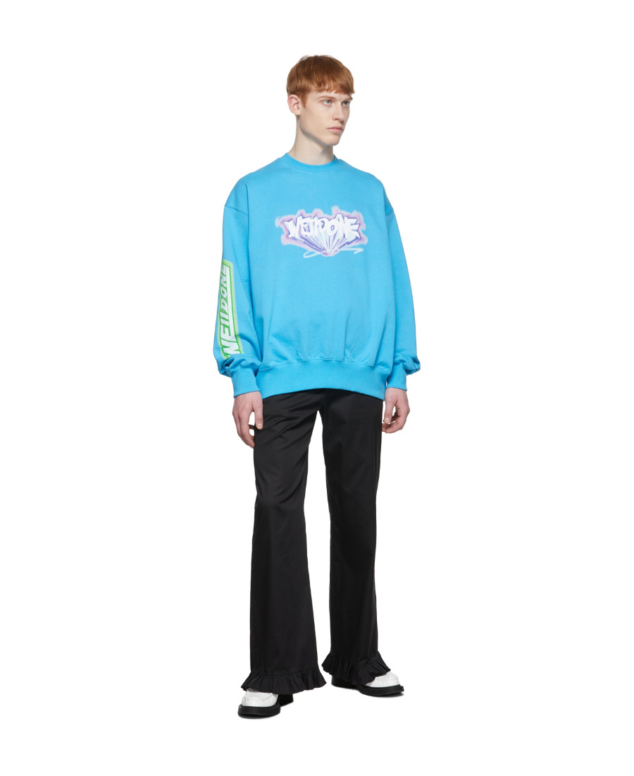 We11 Done Graphic-print Cotton Sweatshirt In Blue