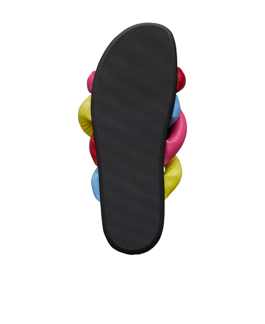 Moncler Multicolored Padded Strap Sandals With Bold Design In Blue