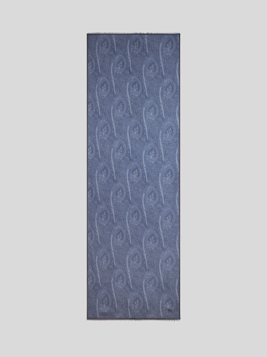 Etro Paisley Scarf In Blue